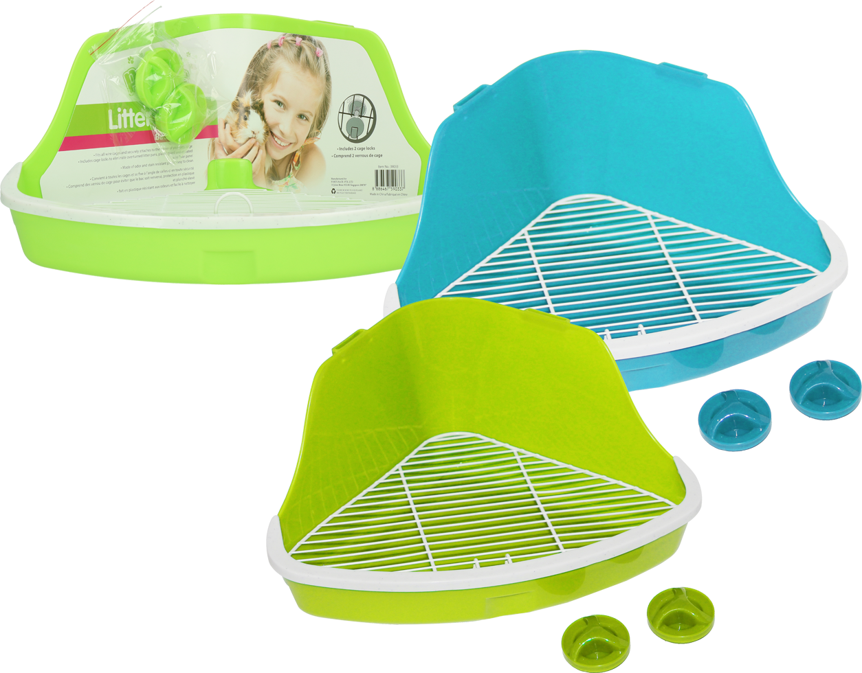 Knaagdiertoilet voor Traliekooien, Maat L – Pawise Litter Pan L Toilette pour rongeurs à fixer aux barreaux, taille L – Pawise Litter Pan L