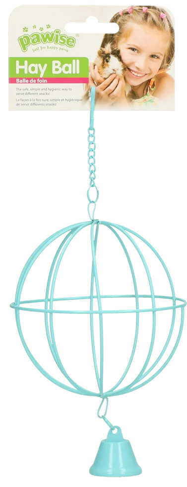 Balle à friandises pour cobayes et hamsters avec clochette, Ø 10 cm – Pawise Hay Ball – Image 1