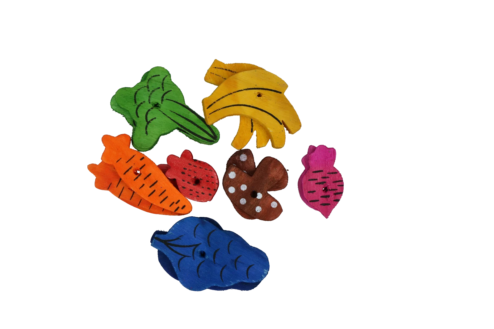 Jouets à ronger en bois, 18 pièces – Pawise Play Time Small Pet Fruit & Veggie mix – Image 3