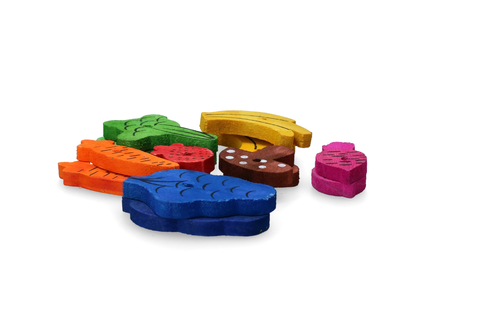 Jouets à ronger en bois, 18 pièces – Pawise Play Time Small Pet Fruit & Veggie mix – Image 2