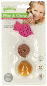 Blocs à ronger en bois et en luffa pour lapins et rongeurs – Pawise Wooden Loofah Pretty Toys No2
