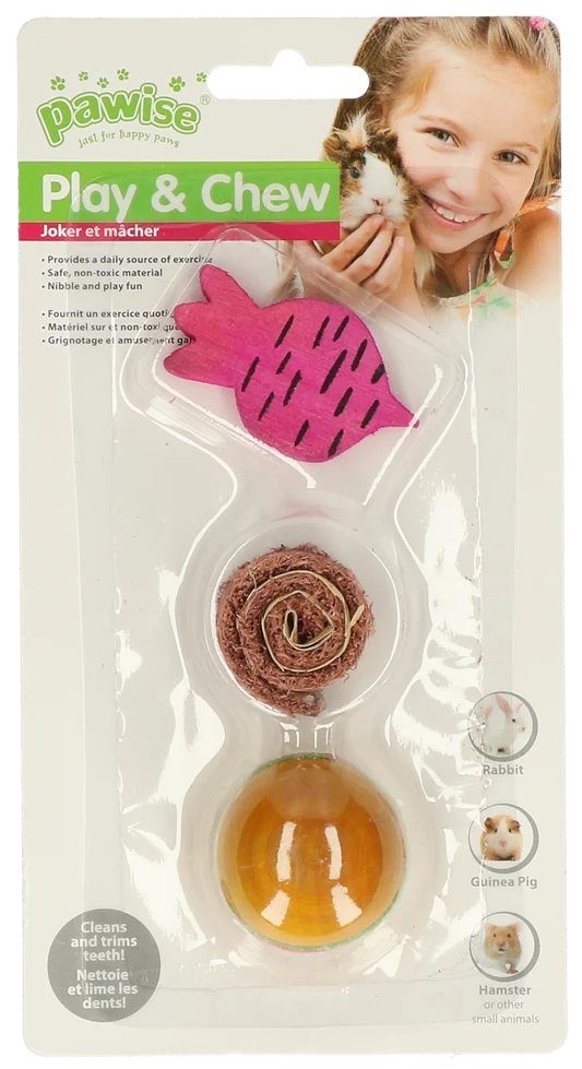 Blocs à ronger en bois et en luffa pour lapins et rongeurs – Pawise Wooden Loofah Pretty Toys No2