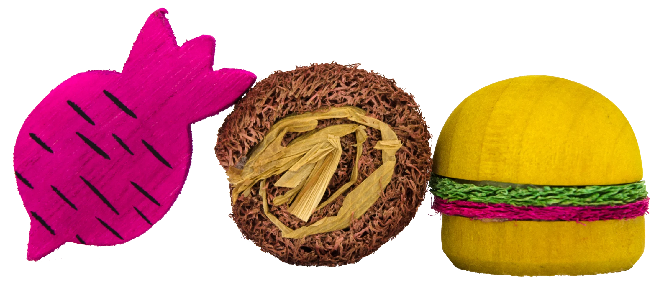 Blocs à ronger en bois et en luffa pour lapins et rongeurs – Pawise Wooden Loofah Pretty Toys No2 – Image 3
