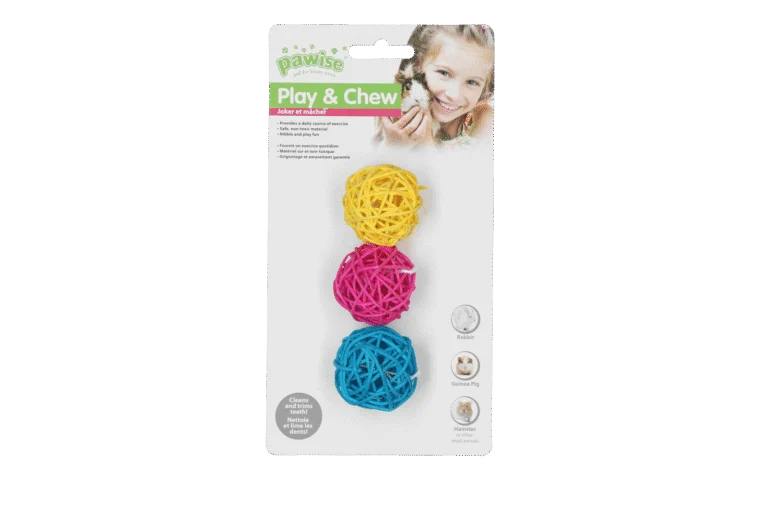 Balle à ronger colorée pour lapins et rongeurs – Pawise Play & Chew Balls