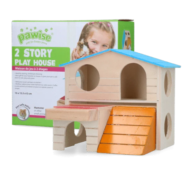 Maisonnette pour petits rongeurs à 2 niveaux, 15 x 12 cm – Pawise 2 Story Play House