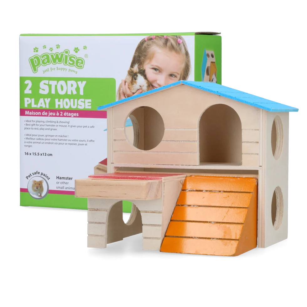 Maisonnette pour petits rongeurs à 2 niveaux, 15 x 12 cm – Pawise 2 Story Play House – Image 1