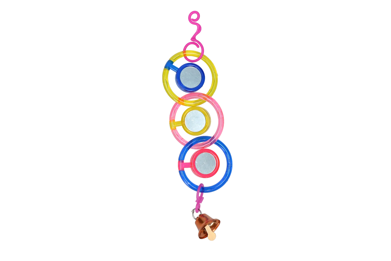 Chaînette à miroir pour oiseaux avec clochette, 24 cm – Pawise Spinner Mirror Chain – Image 1