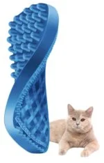 Brosse en silicone pour chats à poils courts, bleue – Pet + Me Cat Hair Brush – Image 4