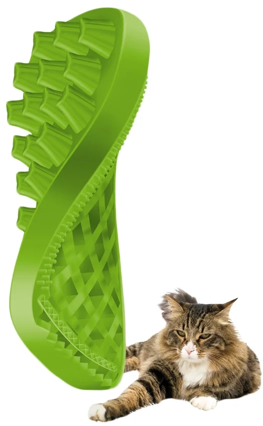 Brosse en silicone pour chats à poils longs, verte – Pet + Me Cat Hair Brush – Image 4
