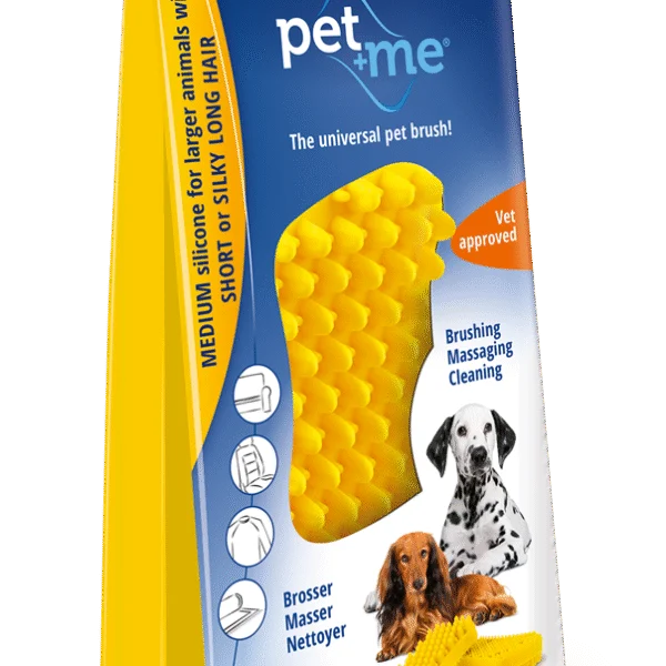 Brosse en silicone pour chien à poils courts, jaune – Pet + Me