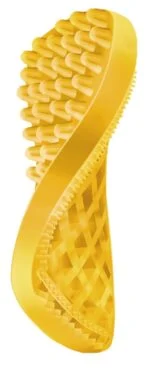 Brosse en silicone pour chien à poils courts, jaune – Pet + Me – Image 2