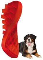 Brosse pour chien à poil long en silicone, rouge – Pet + Me – Image 4