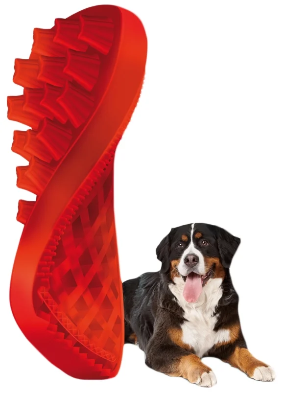Brosse pour chien à poil long en silicone, rouge – Pet + Me – Image 4