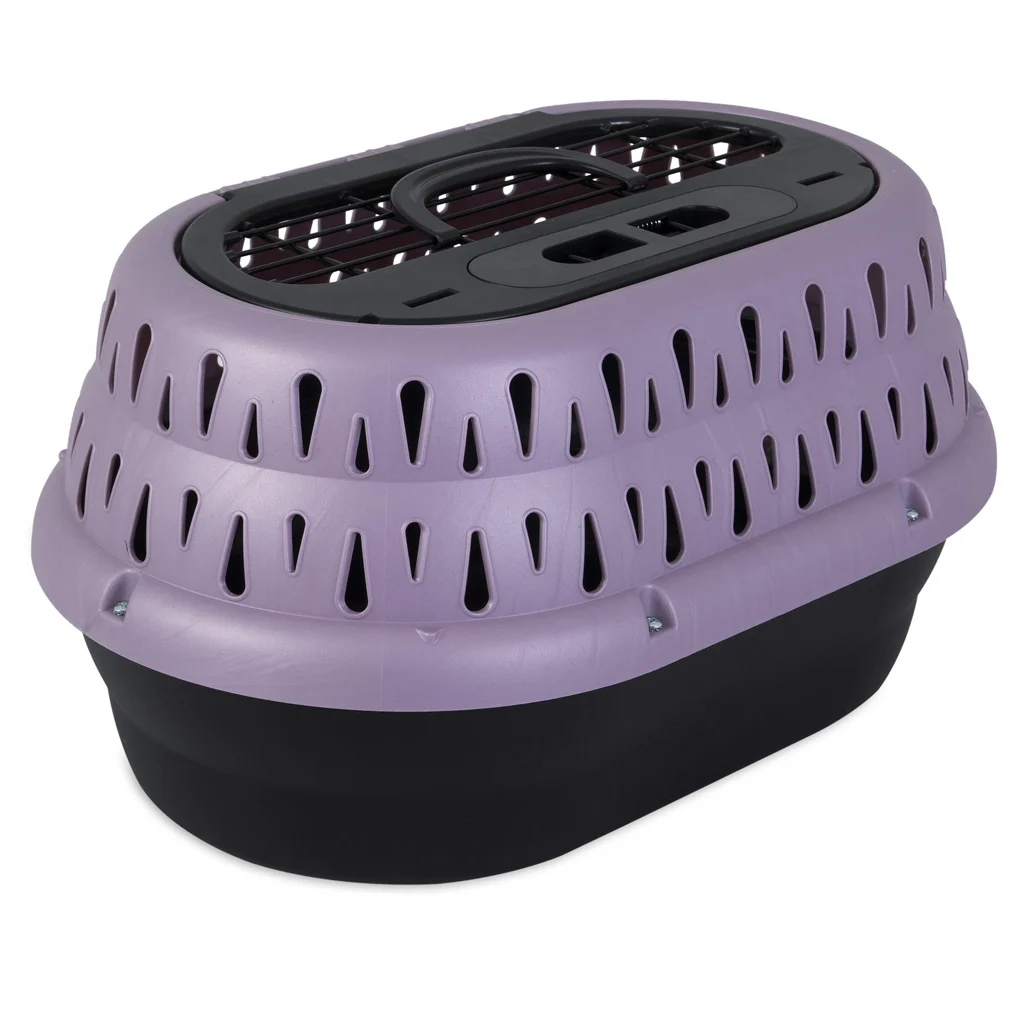 Caisse de transport pour chat à ouverture par le dessus, violette, 48,3 x 31,8 x 27,4 cm – Petmate Top Load Cat Kennel – Image 1