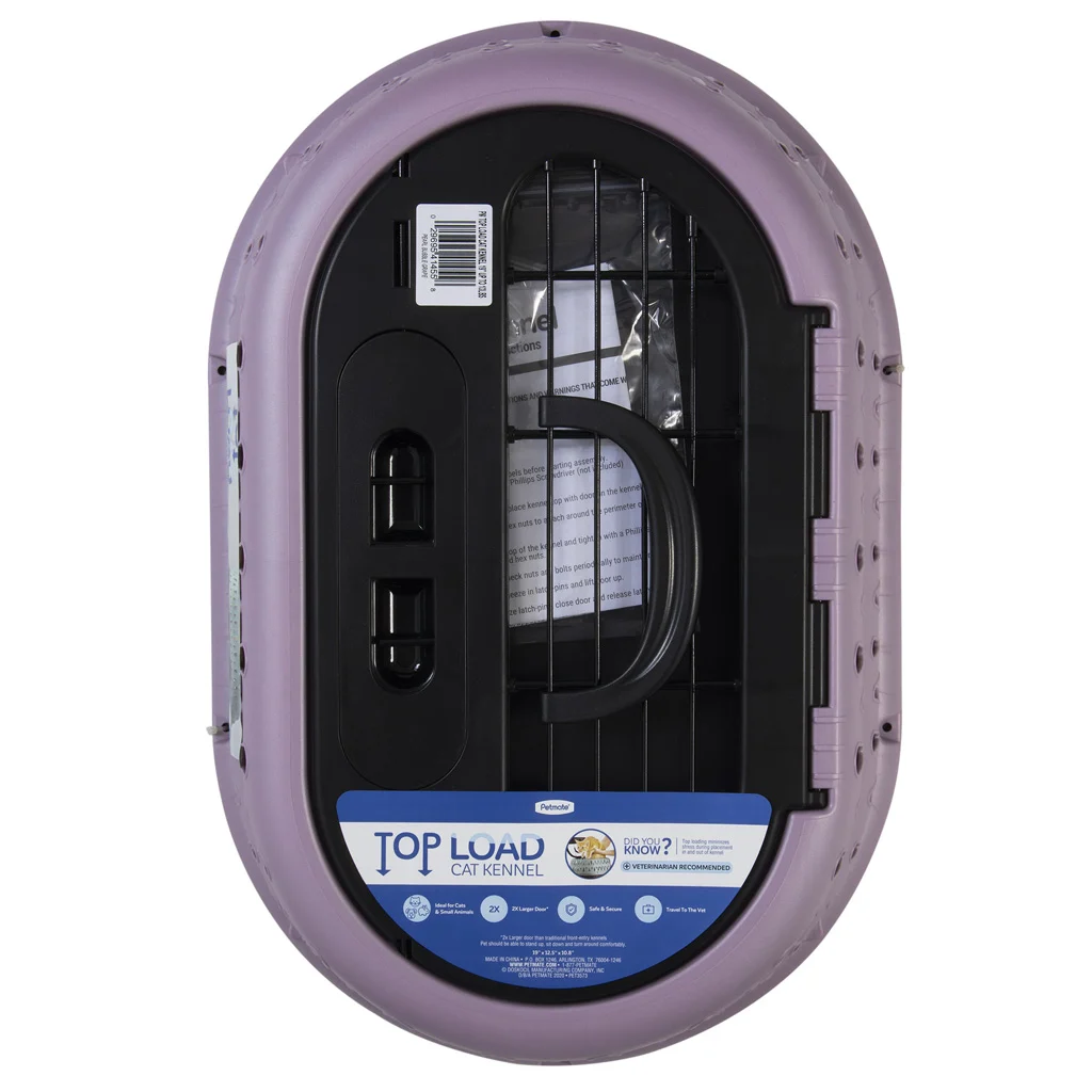 Caisse de transport pour chat à ouverture par le dessus, violette, 48,3 x 31,8 x 27,4 cm – Petmate Top Load Cat Kennel – Image 5