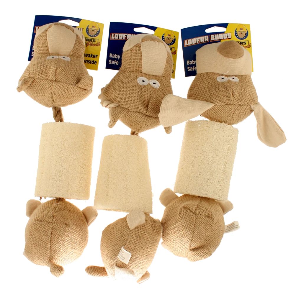 Jouet couineur pour chien en luffa et en jute, assorti – Petsport Loofah Buddy – Image 1