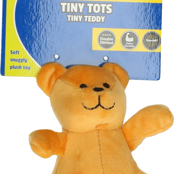 Peluche pour chien avec couineur, marron, env. 10 cm – Petsport Tiny Tots Teddy