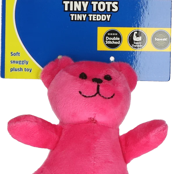 Peluche pour chien avec couineur, rose, env. 10 cm – Petsport Tiny Tots Teddy