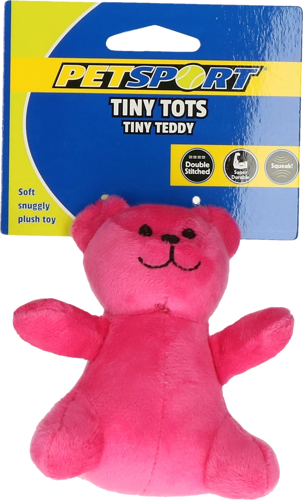 Peluche pour chien avec couineur, rose, env. 10 cm – Petsport Tiny Tots Teddy – Image 1