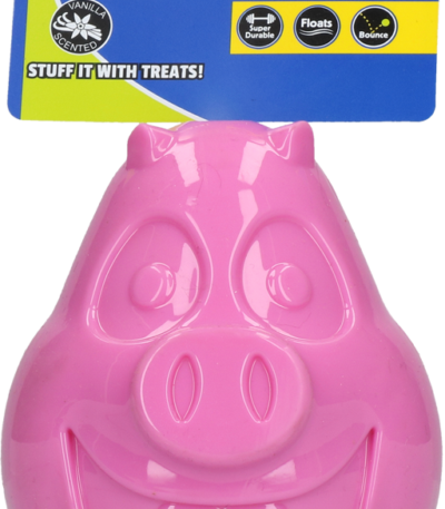Jouet pour chien en caoutchouc TPR avec ouverture pour friandises, 12 cm – Petsport Mojo Friends cochon L