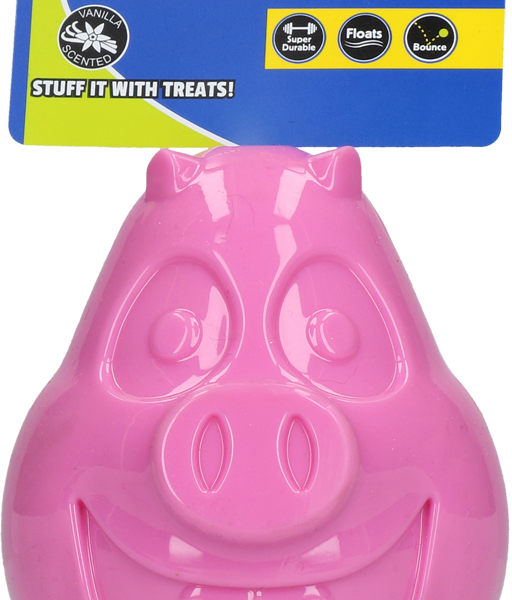 Jouet pour chien en caoutchouc TPR avec ouverture pour friandises, 12 cm – Petsport Mojo Friends cochon L