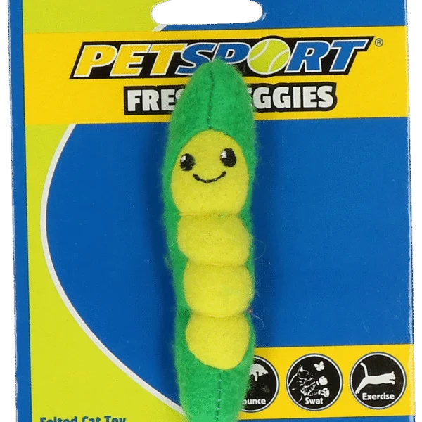 Légume jouet en forme de haricot avec herbe à chat et polaire – Petsport Fresh Veggies Haricot
