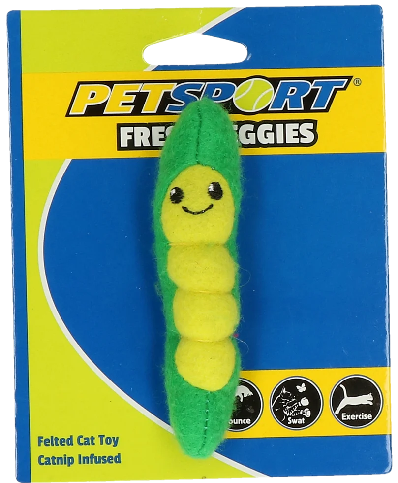 Légume jouet en forme de haricot avec herbe à chat et polaire – Petsport Fresh Veggies Haricot – Image 1