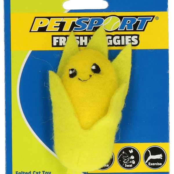 Légume jouet en forme de maïs avec herbe à chat et polaire – Petsport Fresh Veggies Maïs