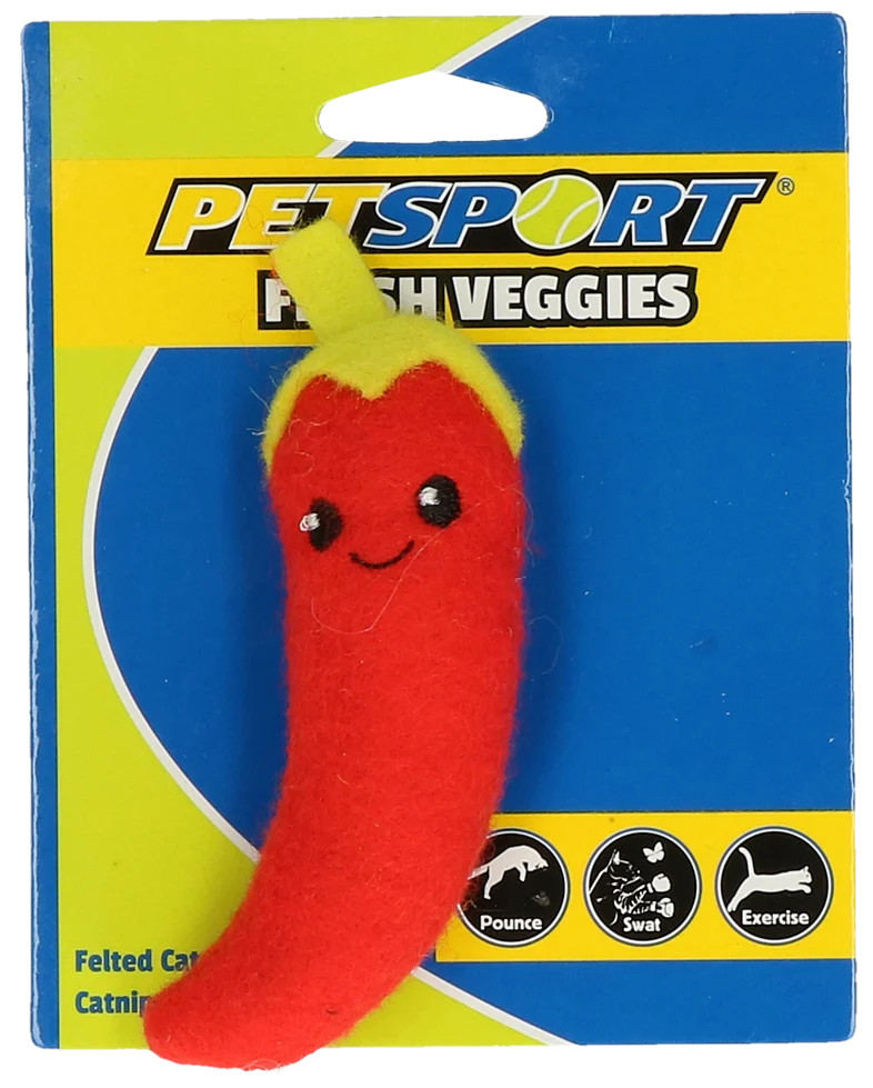 PETS70130P.png Jouet pour chat piment avec herbe à chat et polaire – Petsport Fresh Veggies – Image 1
