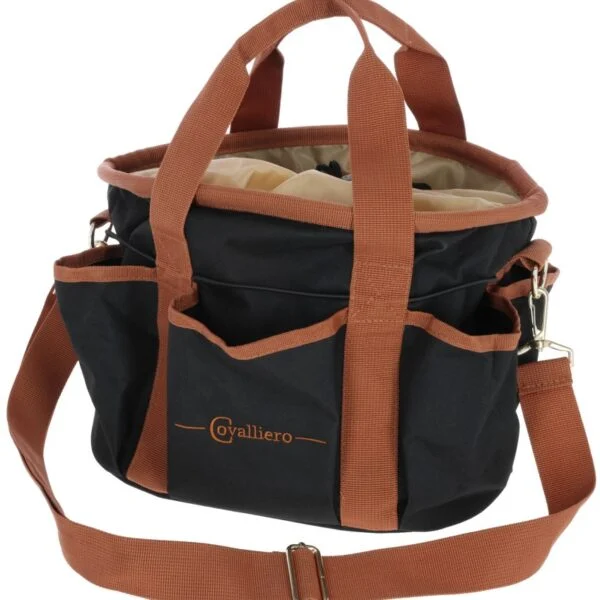 Sac de pansage avec 6 poches extérieures et bandoulière amovible, noir, 28 x 20 x 22 cm – Covalliero Grooming Bag