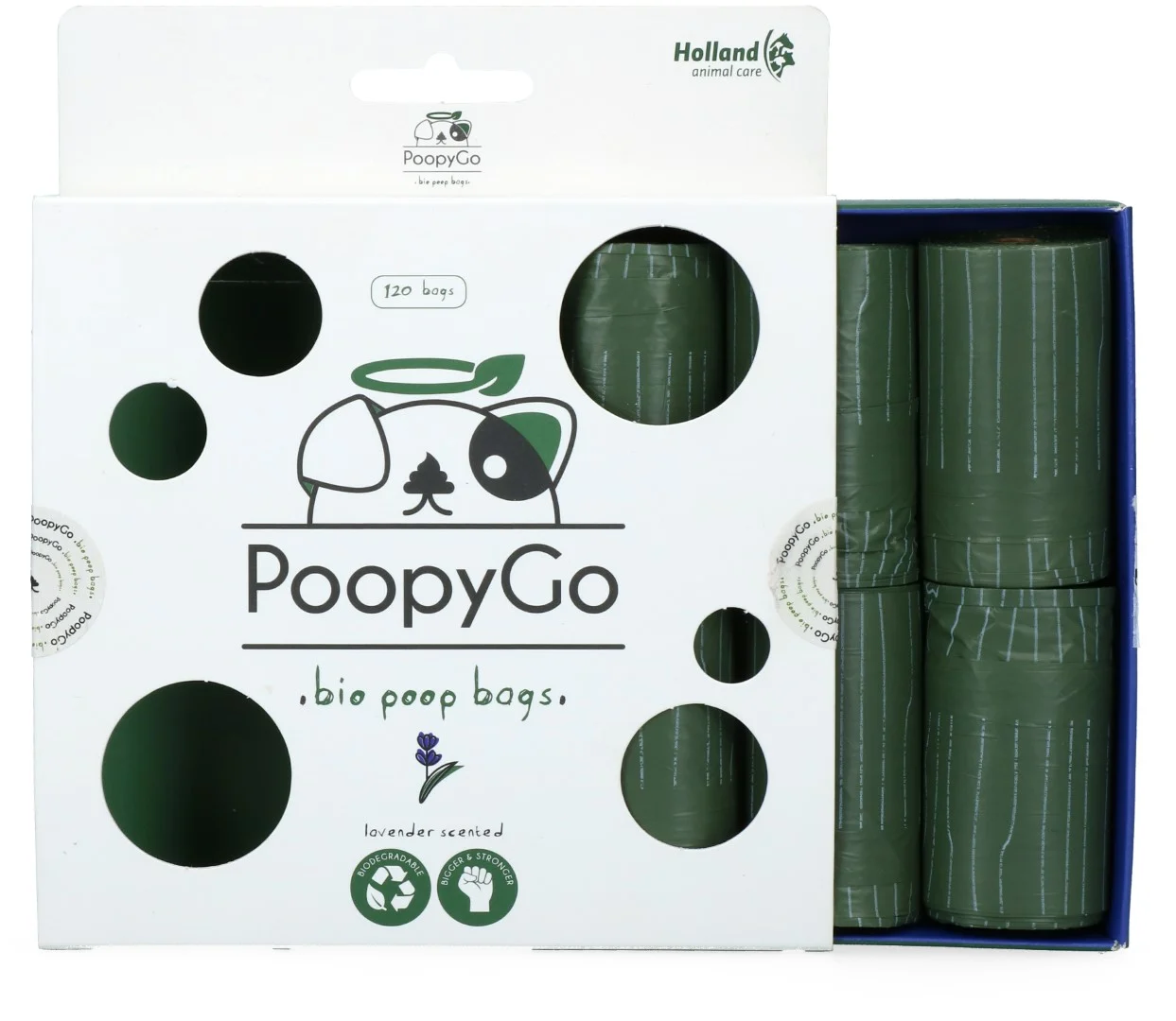 Sacs à déjections canines biodégradables parfumés à la lavande, 120 pièces – PoopyGo Eco friendly – Image 3