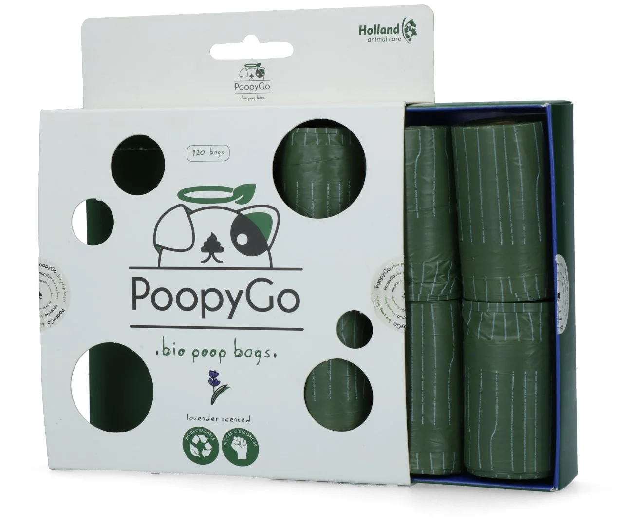 Sacs à déjections canines biodégradables parfumés à la lavande, 120 pièces – PoopyGo Eco friendly – Image 4