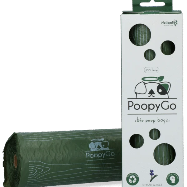 Sacs à déjections canines biodégradables parfumés à la lavande, 300 unités en boîte – PoopyGo Eco friendly Tissue Box