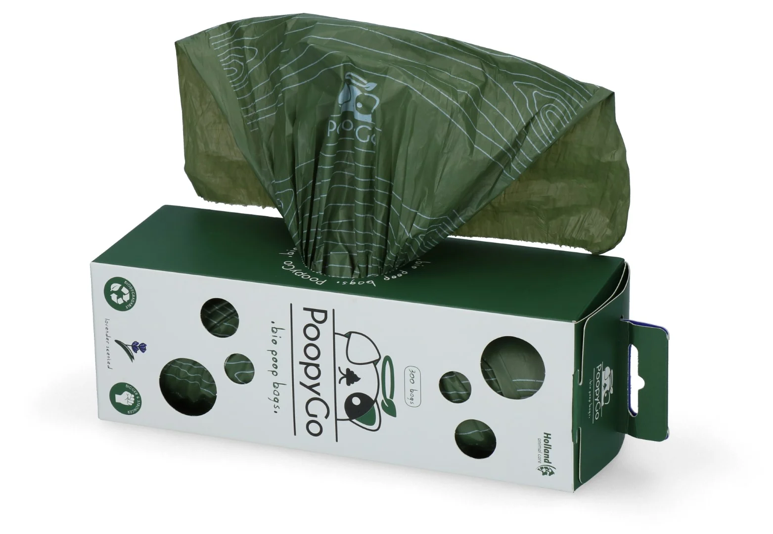 Sacs à déjections canines biodégradables parfumés à la lavande, 300 unités en boîte – PoopyGo Eco friendly Tissue Box – Image 6