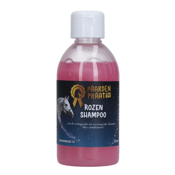 Shampooing pour chevaux avec après shampooing, 250 ml – Shampooing à la rose Paardenpraat TV