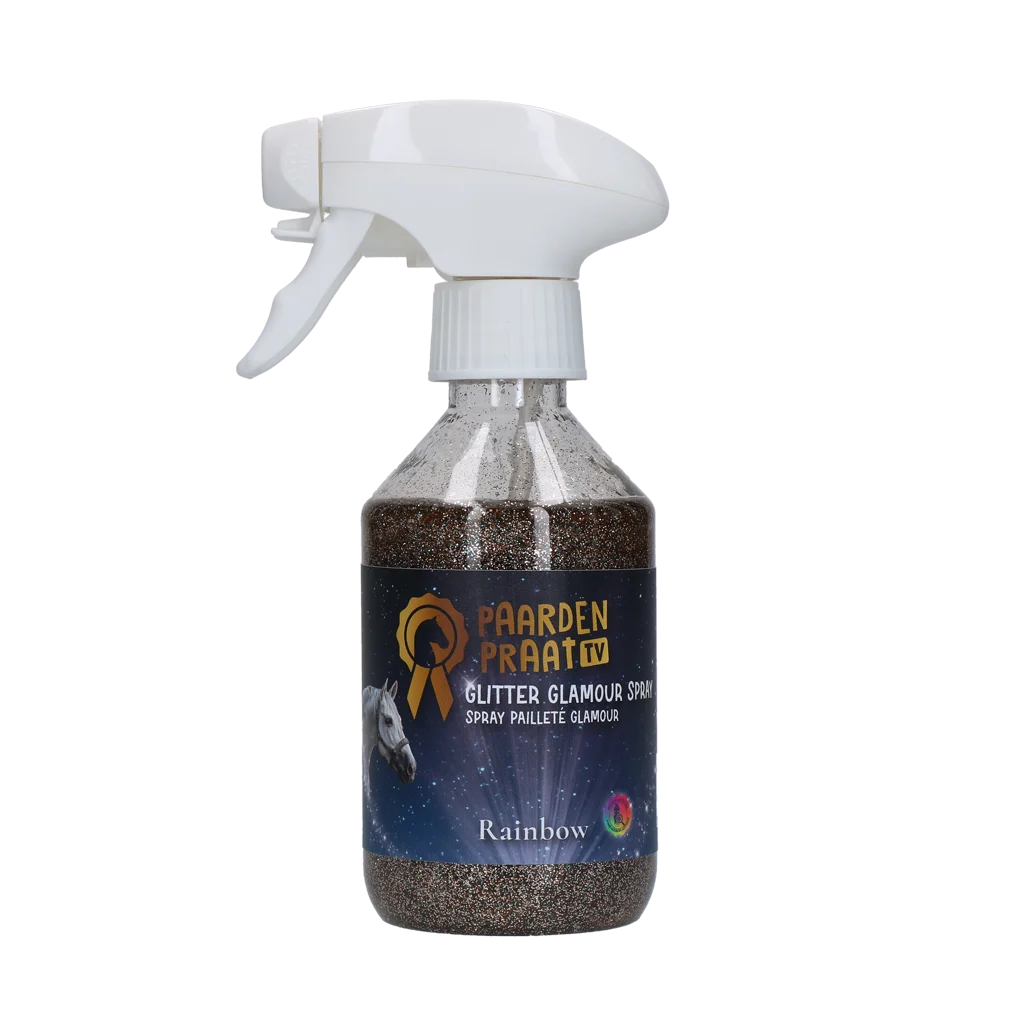 Spray pailleté pour chevaux, arc-en-ciel, 250 ml – Paardenpraat TV Glitter Glamour Spray – Image 1