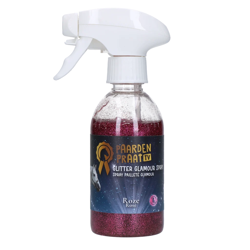 Spray pailleté pour chevaux, rose, 250 ml – Paardenpraat TV Glitter Glamour Spray – Image 1