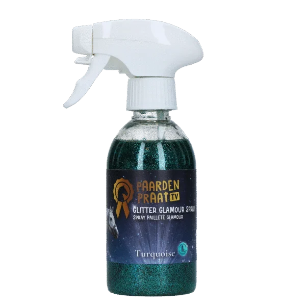 Spray pailleté pour chevaux, turquoise, 250 ml – Paardenpraat TV Glitter Glamour Spray