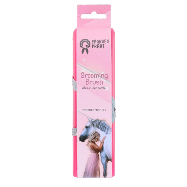 Brosse pour étriller et laver les chevaux, rose, M, 17,5 cm – Paardenpraat TV Grooming Brush
