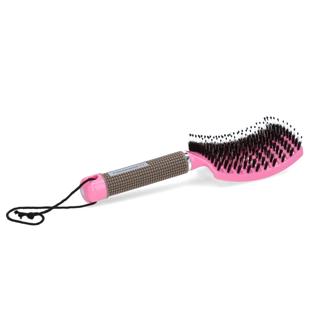 Brosse à crinière en poils de sanglier et picots flexibles, rose, 24,5 cm – Paardenpraat TV Horse Supreme – Image 4
