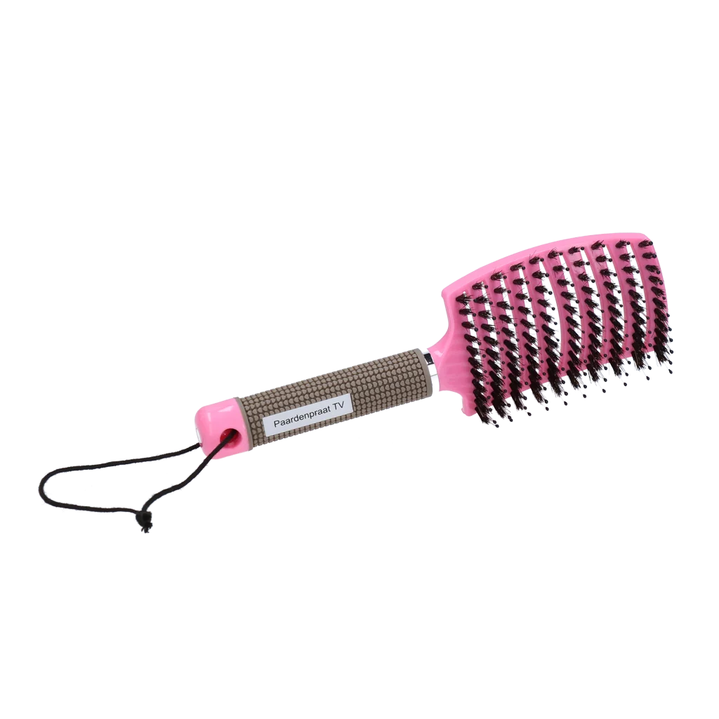 Brosse à crinière en poils de sanglier et picots flexibles, rose, 24,5 cm – Paardenpraat TV Horse Supreme – Image 5