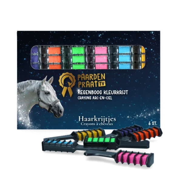 Craies pour crinière de cheval, couleurs arc-en-ciel, 6 pièces – Paardenpraat TV Regenboog Kleurkrijt
