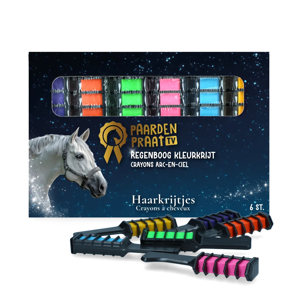 PRAA5080.png Craies pour crinière de cheval, couleurs arc-en-ciel, 6 pièces – Paardenpraat TV Regenboog Kleurkrijt – Image 1