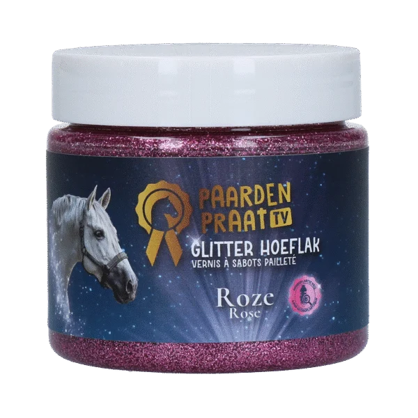 Vernis à sabots pailleté à base d’eau, rose – Paardenpraat TV Glitter Hoeflak