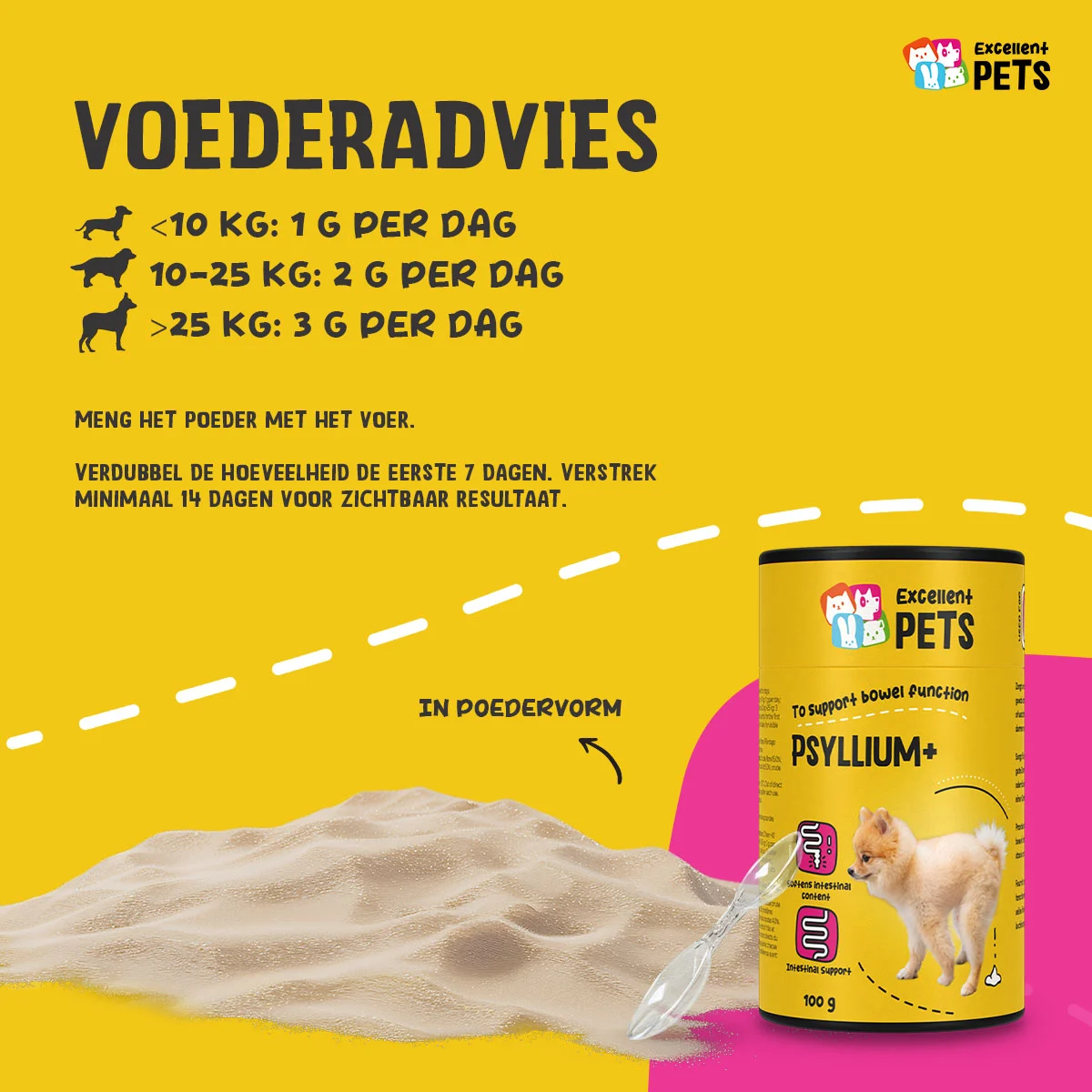 Fibres de psyllium en poudre pour chiens, 100 g – Excellent Pets Dog Psyllium+ – Image 2