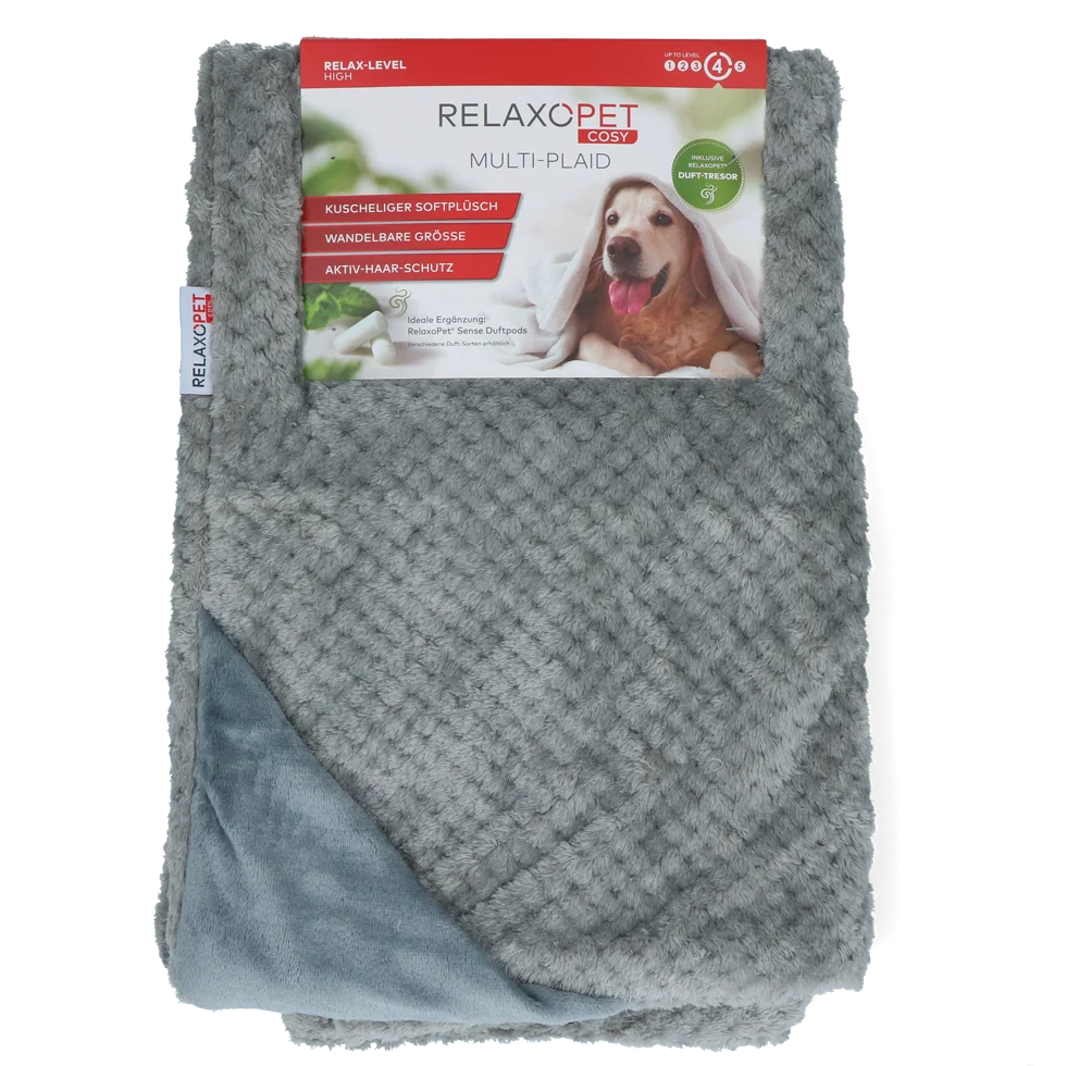 Plaid pour chien en micropluche, gris 65 x 95 cm – Relaxopet Cosy Multi-Plaid Original – Image 1
