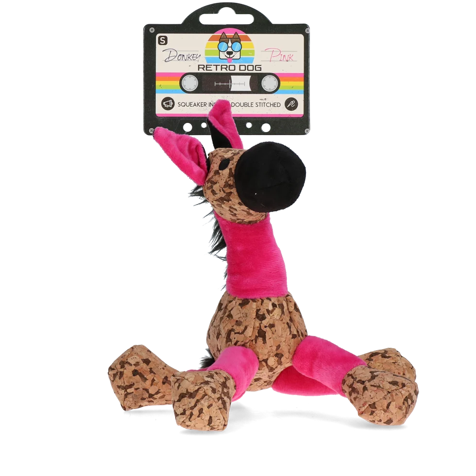 RETR0010.png Jouet pour chien âne avec couineur, rose S, 20 x 25 cm – Retro Dog Donkey – Image 1
