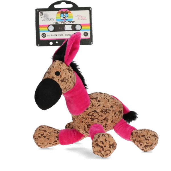 Jouet pour chien âne avec couineur, rose M, 26 x 33 cm – Retro Dog Donkey
