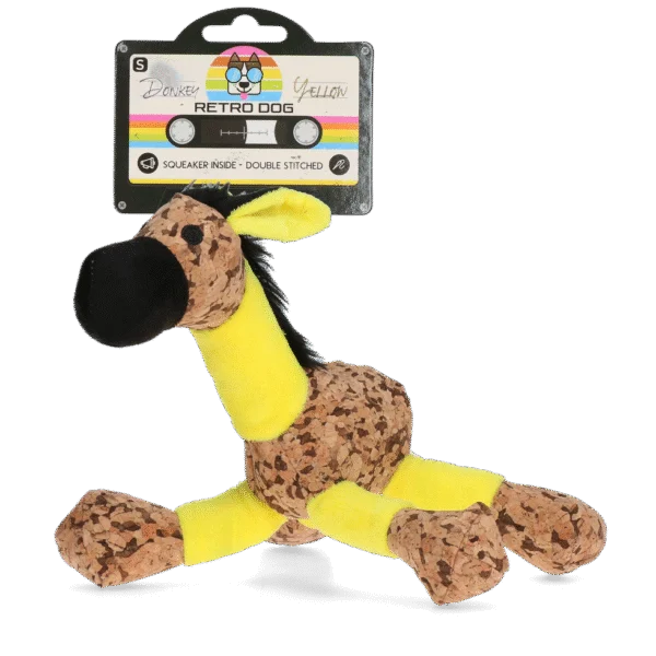 Peluche pour chien Âne avec couineur, jaune S – Retro Dog Donkey