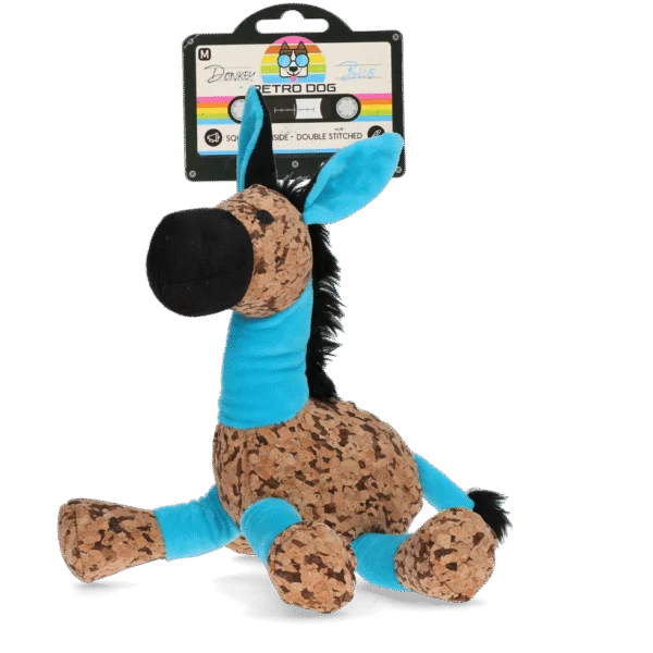 Peluche pour chien Âne avec couineur, bleu M – Retro Dog Donkey